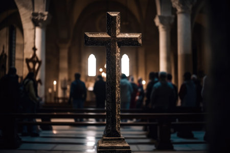 Cross in the Church of the Holy Sepulchre in Jerusalemの素材