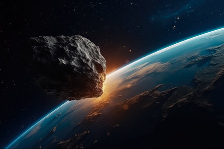 View of planet Earth from space during sunriseの素材