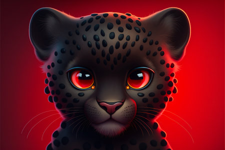 Cheetah portrait on red background. Vector illustration for your designの素材