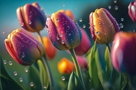 Tulip. Beautiful bouquet of tulips. colorful tulips. tulips in spring, colorful tulipsの素材