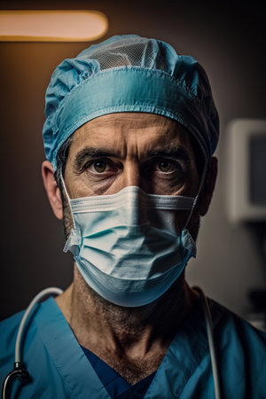 Portrait of a surgeon looking at camera in the operating room.の素材