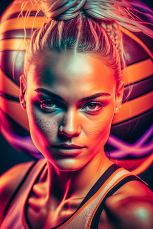 Close-up portrait of a futuristic girl. Beauty, fashion.の素材