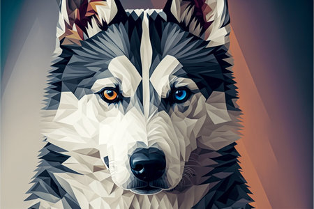 Portrait of a husky dog. in low poly style.の素材