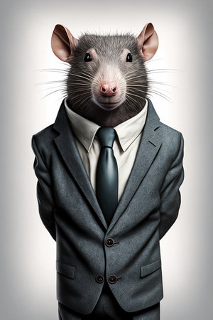 Funny rat in business suit and tie. conceptual image.の素材