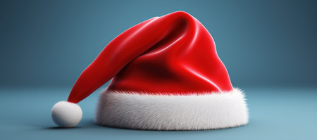 Santa Claus red hat on blue background.の素材