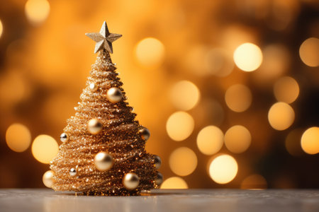 Christmas tree on bokeh background, closeup. Festive decorationの素材