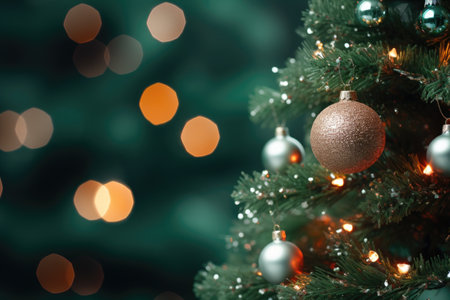 Christmas tree and bokeh background. Christmas and New Year holidays backgroundの素材