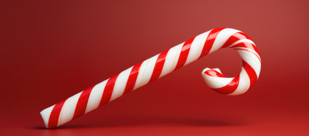 Christmas candy canes on red background.の素材