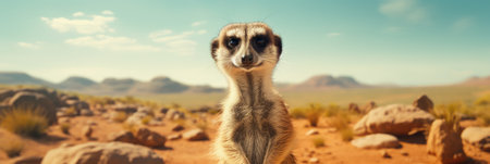 Suricate (Suricata suricatta) in the desertの素材