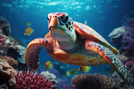 Hawaiian Green Sea Turtle (Chelonia mydas)の素材