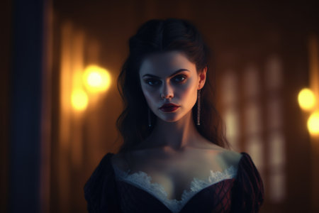 Portrait of a beautiful young woman in a luxurious evening dress.の素材