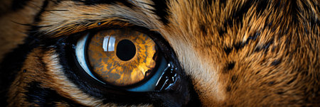 Close-up of a tiger's eye. Macro shot of a tiger's eye.の素材