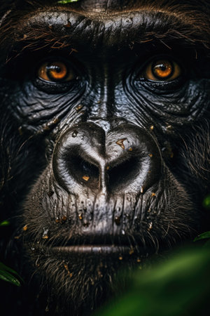 Portrait of a gorilla in the rainforest of Borneo.の素材