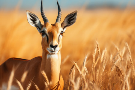 Impala (Aepyceros melampus) in the golden fieldの素材