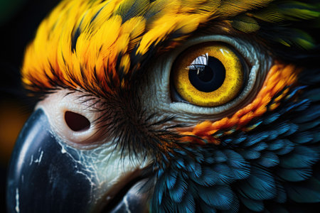 Macaw parrot eye close up. colorful macaw birdの素材