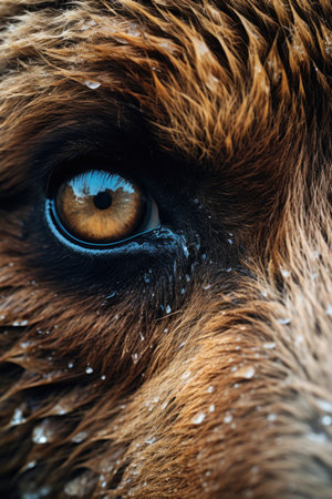 Close-up of a dog's blue eye. Selective focus.の素材