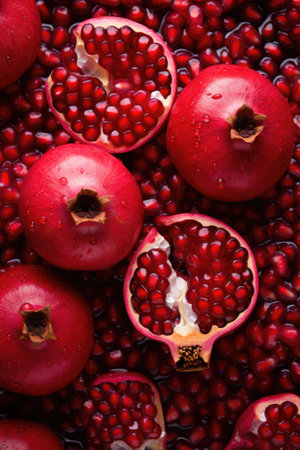 Pomegranate fruit background. Pomegranate seeds close upの素材