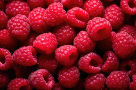 Close-up of fresh raspberries. Healthy food background.の素材
