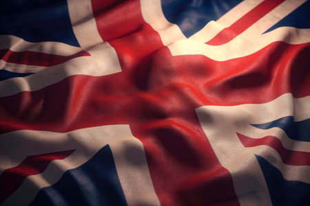 Closeup of ripped United Kingdom flag,の素材