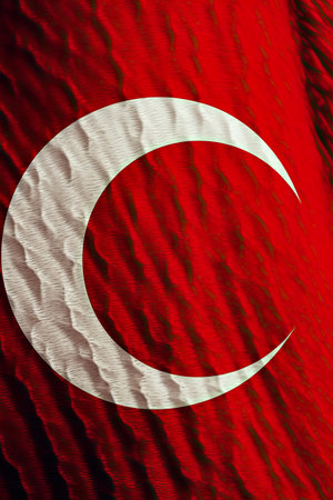 3d rendering of a Turkish national flag waving in the windの素材