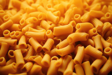 Close up of uncooked macaroni pasta. Food background.の素材