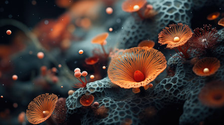 3d render of virus cells. Bacteria and microorganismの素材