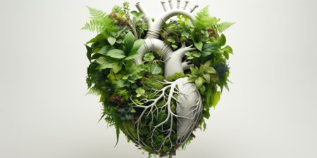 Creative bouquet of greenery in the form of a heartの素材