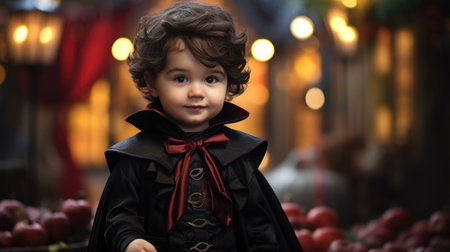 Portrait of a little boy dressed as a vampire. Halloween.の素材