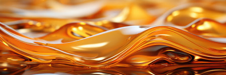 Golden Elegance: The allure of glistening liquid gold on a reflective surface, crafting a luxurious and intricate design for your desktop wallpaper.の素材