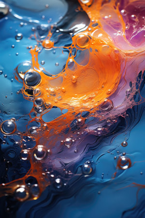 Oil Water Wonderland: A surreal and psychedelic abstract created by vividly colored oil patterns on water's surface for your desktop wallpaper.の素材