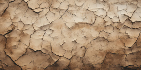"Cracked Mud Close-up: A detailed shot showing the intricate, arid texture of desert mud."の素材