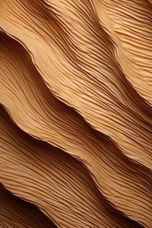 Corrugated Cardboard Close-up: A close-up shot highlighting the fine, rippled patterns and the corrugated texture of the cardboard.の素材