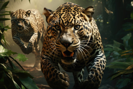 Jaguar in the jungle. Big cat in the jungle.の素材