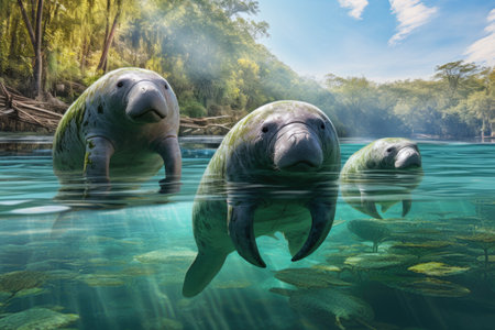 Dolphins swimming in the river.の素材