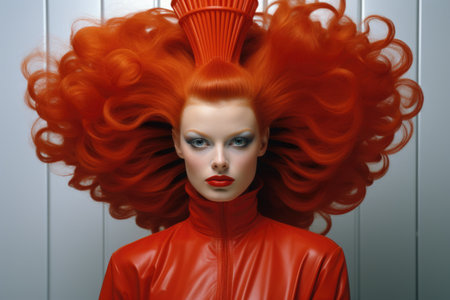 Fashion shot of a beautiful girl with red hair. Beauty, fashion.の素材