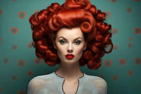 Portrait of a beautiful woman with red hair. Beauty, fashion.の素材
