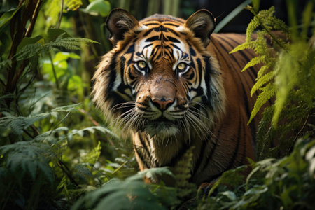 Sumatran Tiger in the forest, Thailand. (Panthera tigris altaica)の素材