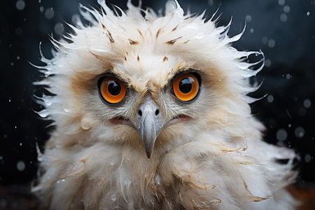 Portrait of a beautiful owl with big eyes. Close-up.の素材