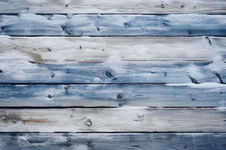 Wooden planks covered with snow. Background and texture for design.の素材