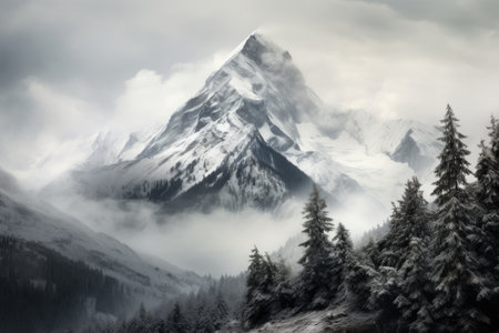 Matterhorn peak in Himalayas, Nepal, Asia.の素材