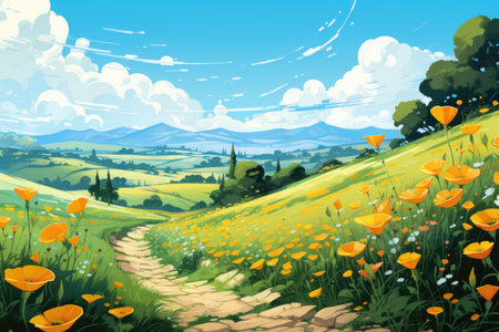 Beautiful spring landscape in Tuscany, Italy.の素材