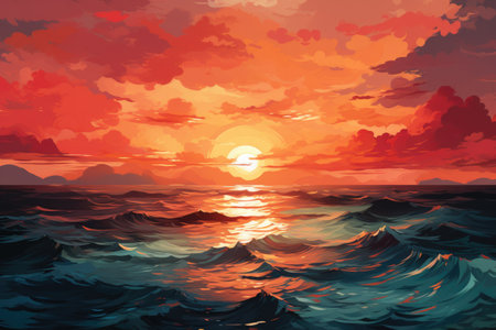 Beautiful seascape with sea and sunset.の素材