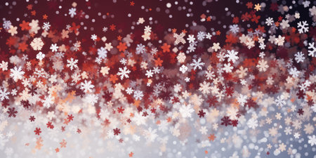 christmas background with snowflakes and stars on dark red backgroundの素材
