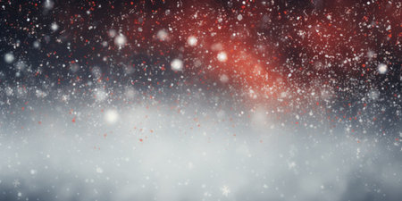 Christmas background with snowflakes, bokeh lights and falling snowの素材