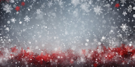 Winter background with snowflakes and red stars.の素材
