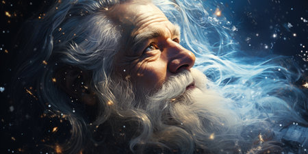 Portrait of Santa Claus with long white beard. Christmas and New Year theme.の素材