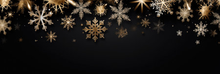 Christmas snowflakes on black background.の素材