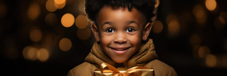cute african american little girl in winter hat and scarfの素材