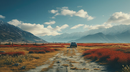 road in the mountains of New Zealand.の素材