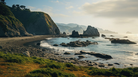 Beautiful seascape of the Pacific Ocean, California, USAの素材